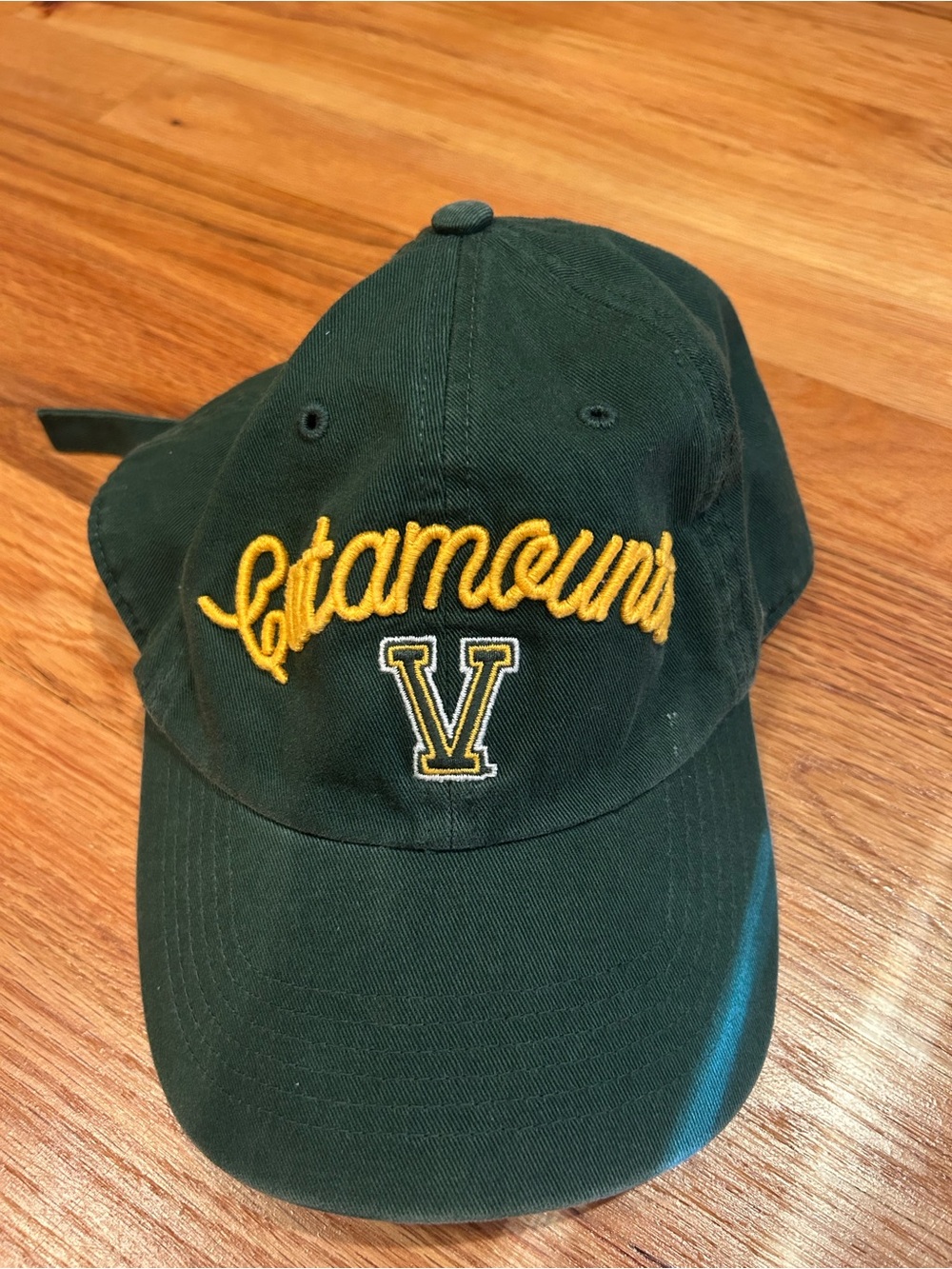 Embroidered Dark Green Baseball Cap with Gold Lettering